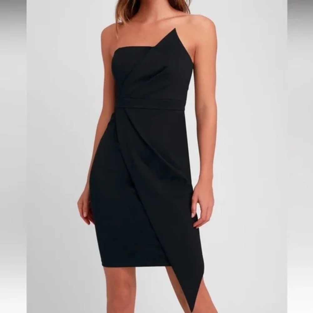 Lulus Queen of the City Black Strapless Bodycon Dress